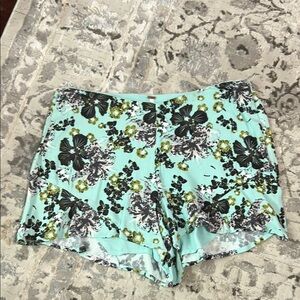Free People High Waist Shorts in Green and Black